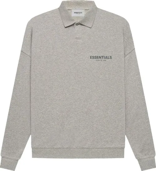 Fear Of God Essentials Long Sleeve Polo "HEATHER OATMEAL" FW21