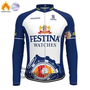 FESTINA Blue Fleece Retro Long Sleeves Jerseys