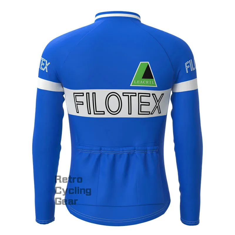 Filotex Bright Blue Fleece Retro Long Sleeves Jerseys