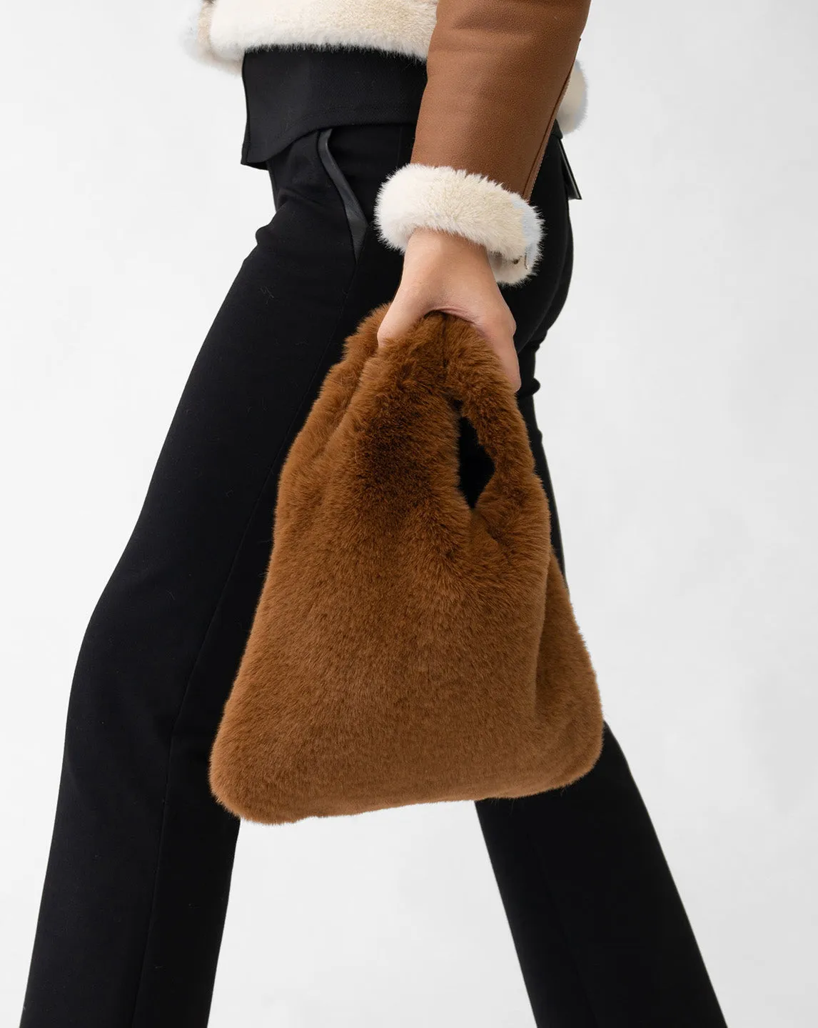 FINAL SALE - Top Handle Faux Fur Bag