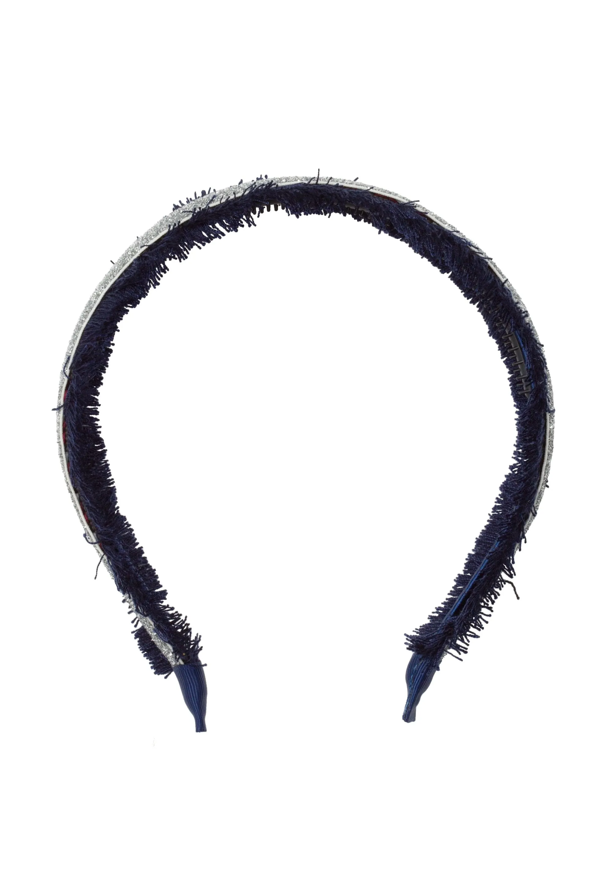 Flat Fringe Headband - Navy/Silver