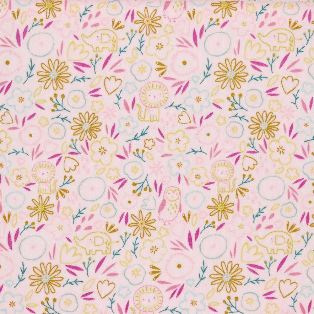 Flowers and Animals Nicky Velour Fabric