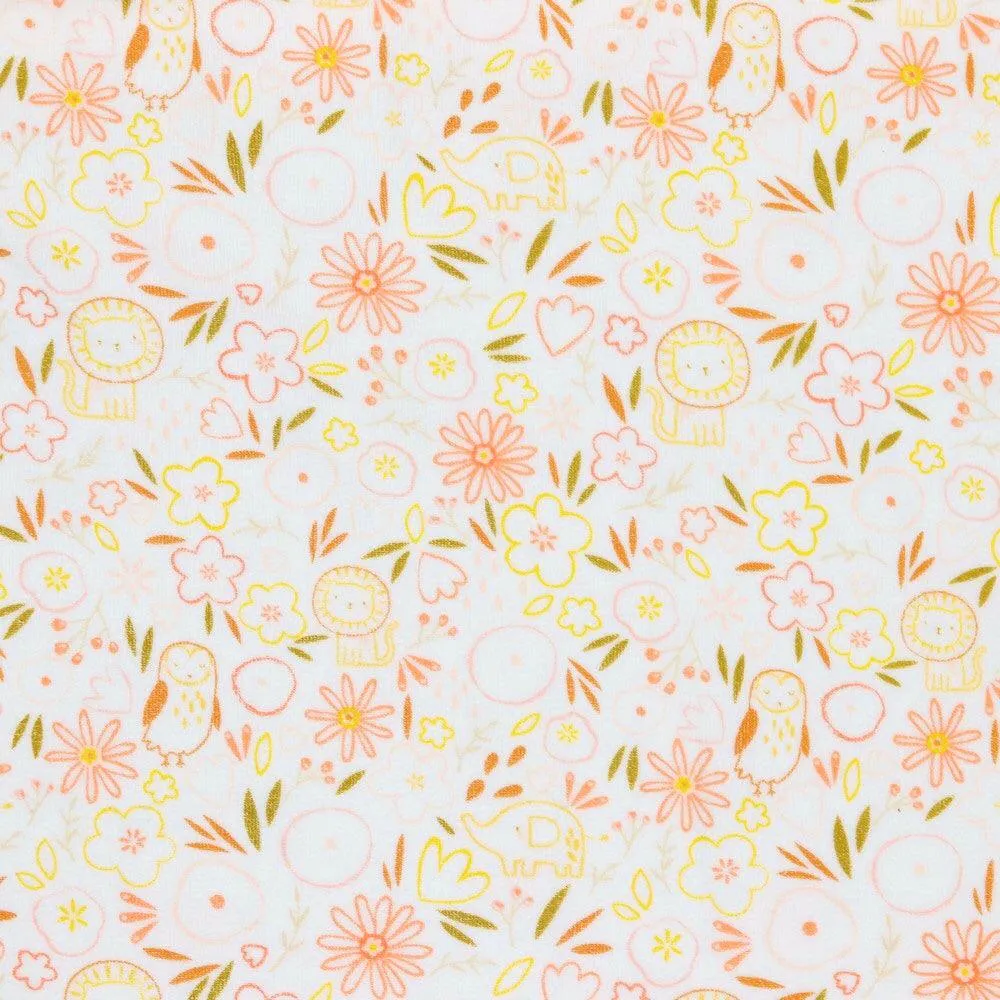 Flowers and Animals Nicky Velour Fabric