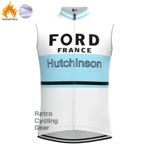 FORD White Blue Fleece Retro Cycling Vest