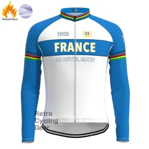 France Fleece Retro Long Sleeves Jerseys