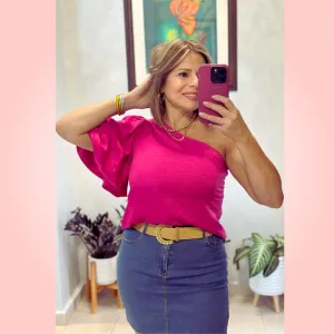 Fuchsia Satin Top