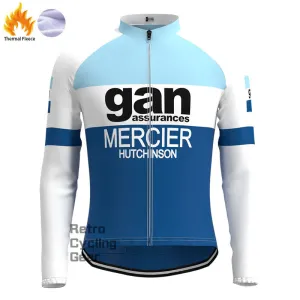 gan Blue Fleece Retro Long Sleeves Jerseys