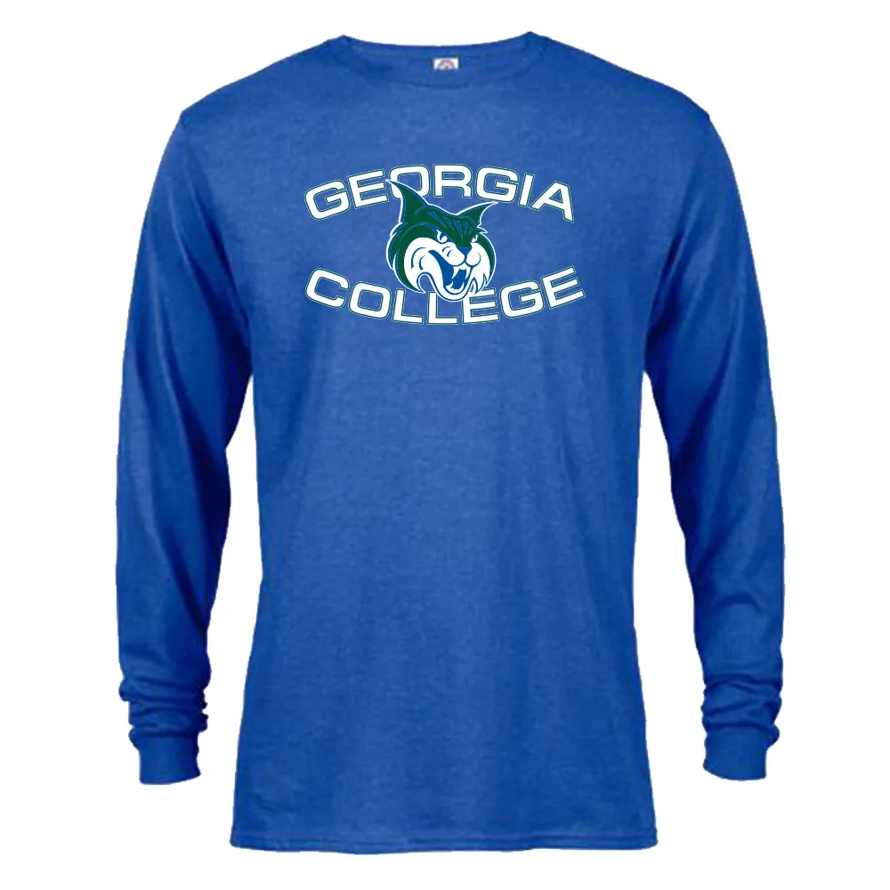 Georgia College GCSU Bobcats Arch Text Mascot Logo Long Sleeve T-Shirt
