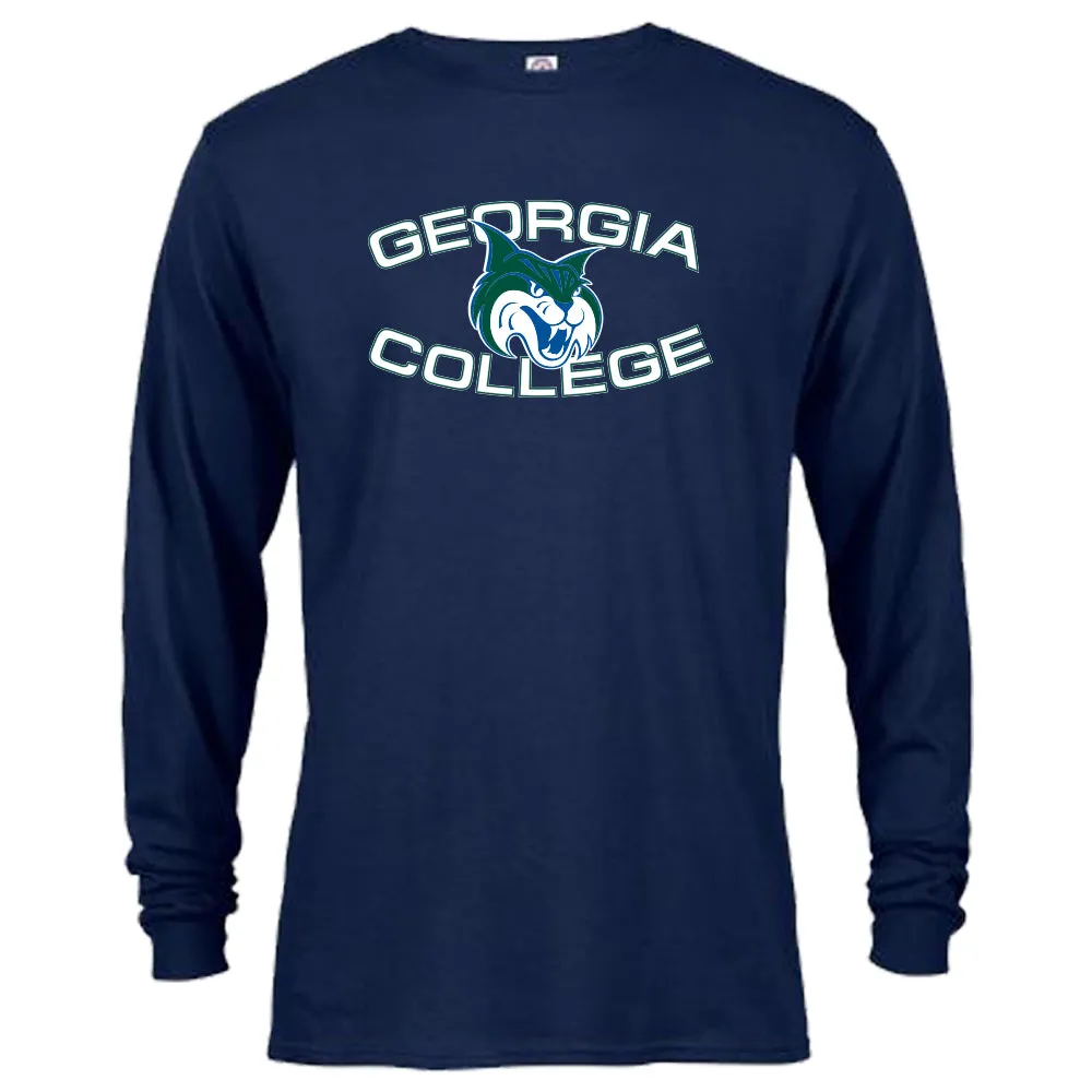Georgia College GCSU Bobcats Arch Text Mascot Logo Long Sleeve T-Shirt