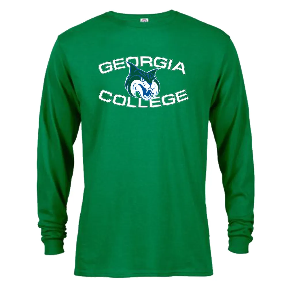 Georgia College GCSU Bobcats Arch Text Mascot Logo Long Sleeve T-Shirt