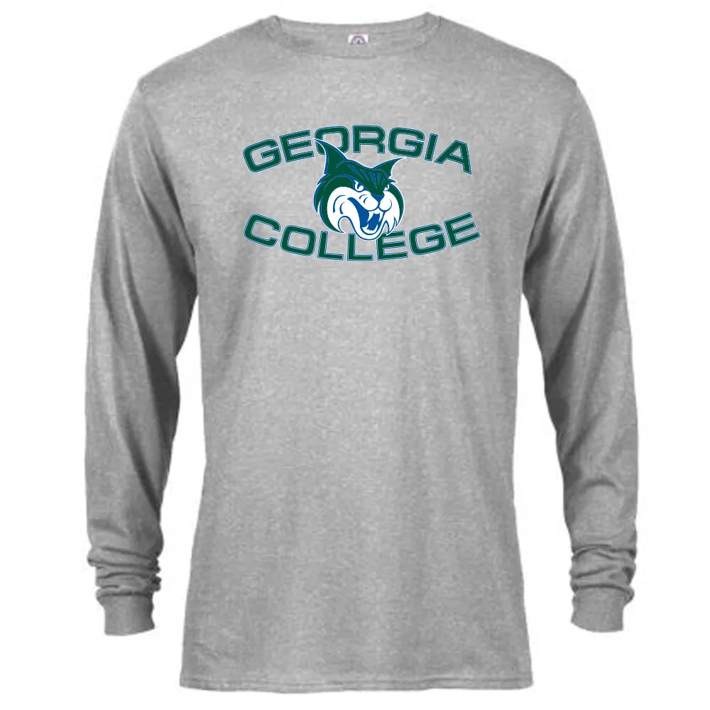Georgia College GCSU Bobcats Arch Text Mascot Logo Long Sleeve T-Shirt