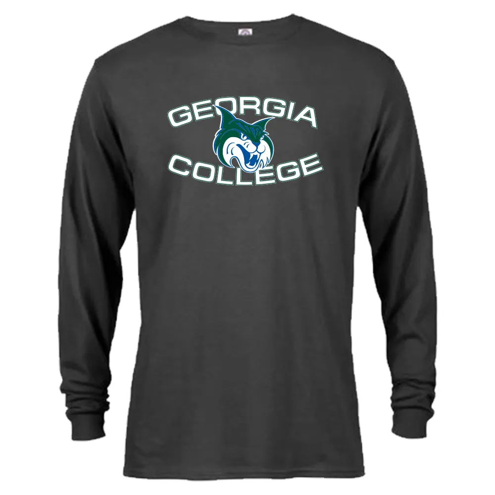 Georgia College GCSU Bobcats Arch Text Mascot Logo Long Sleeve T-Shirt