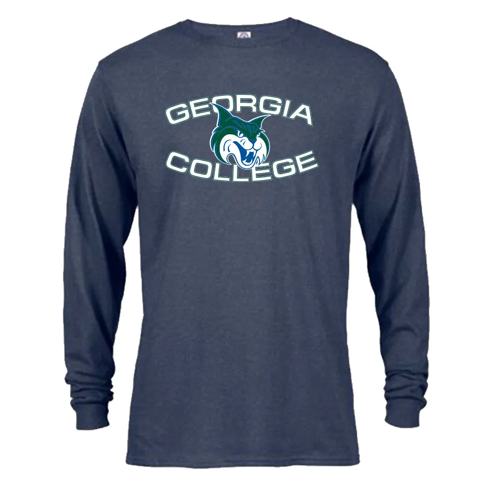 Georgia College GCSU Bobcats Arch Text Mascot Logo Long Sleeve T-Shirt