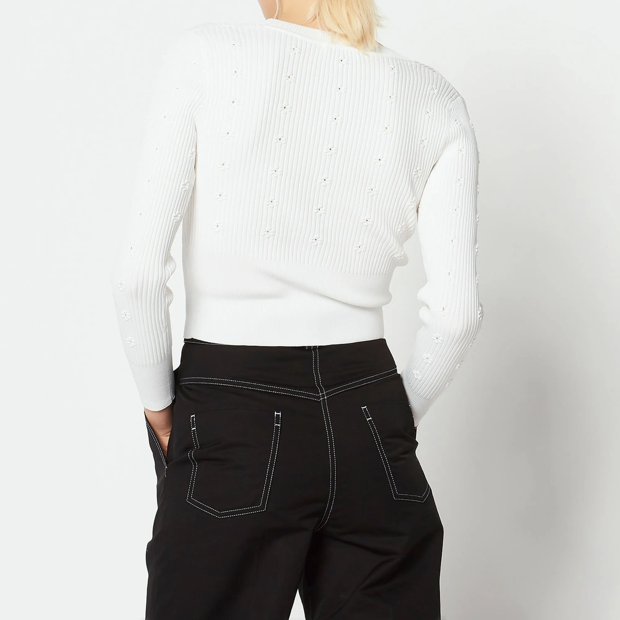 Gilet en maille incrustation de fleurs