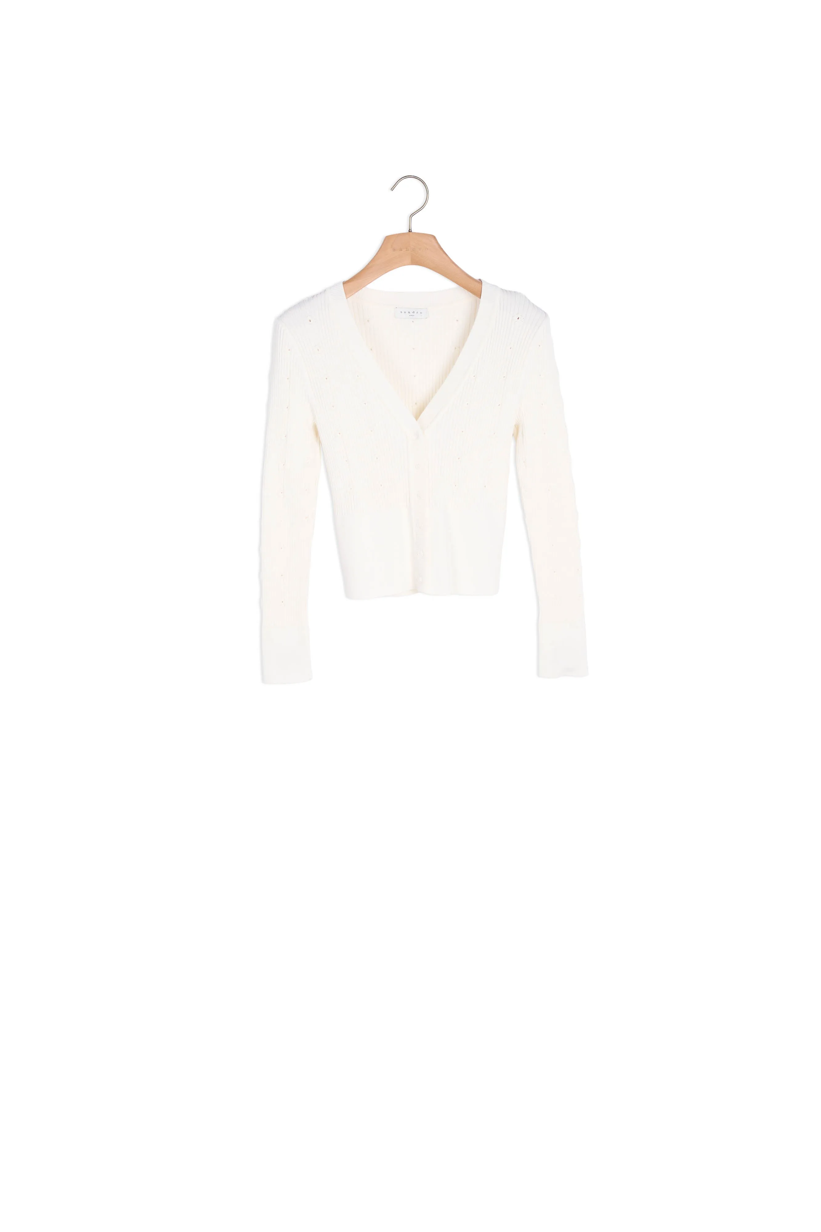 Gilet en maille incrustation de fleurs