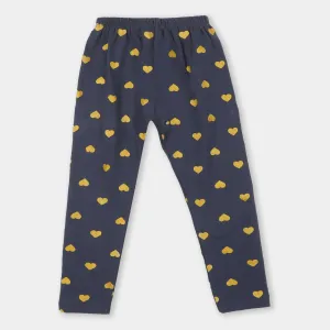 Girls Tights Printed Heart - Navy