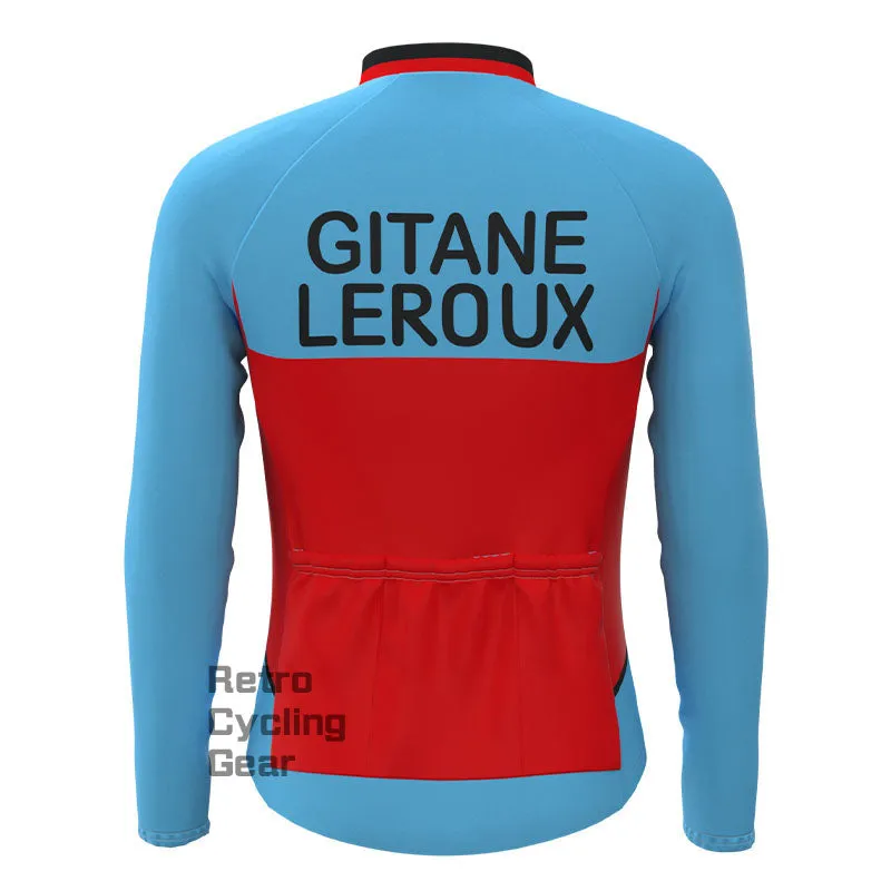 GITANE Blue-Red Fleece Retro Long Sleeves Jerseys