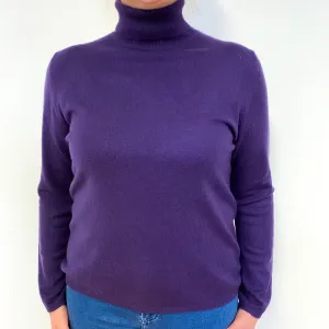 Grape Purple Cashmere Polo Neck  Neck Jumper Large
