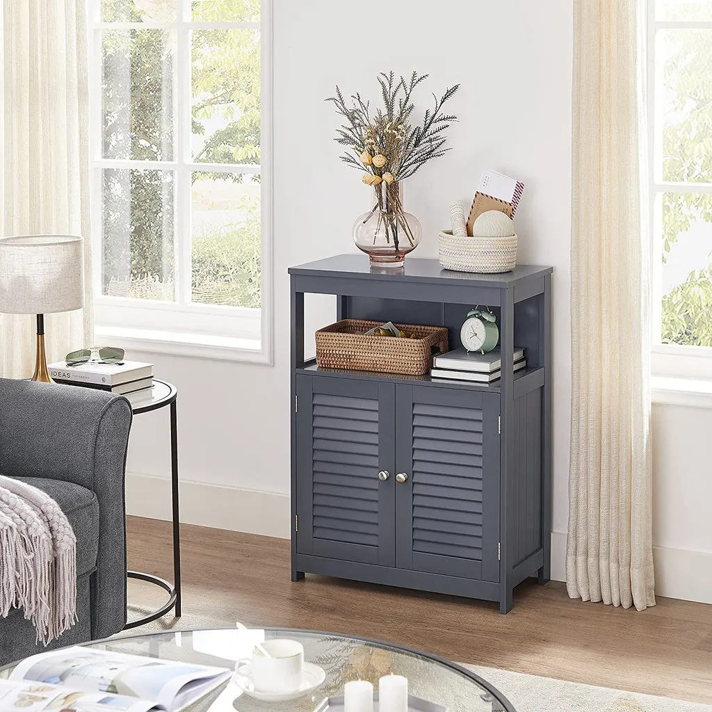 Gray MDF Floor Cabinet with Shelf and 2 Doors - Vasagle