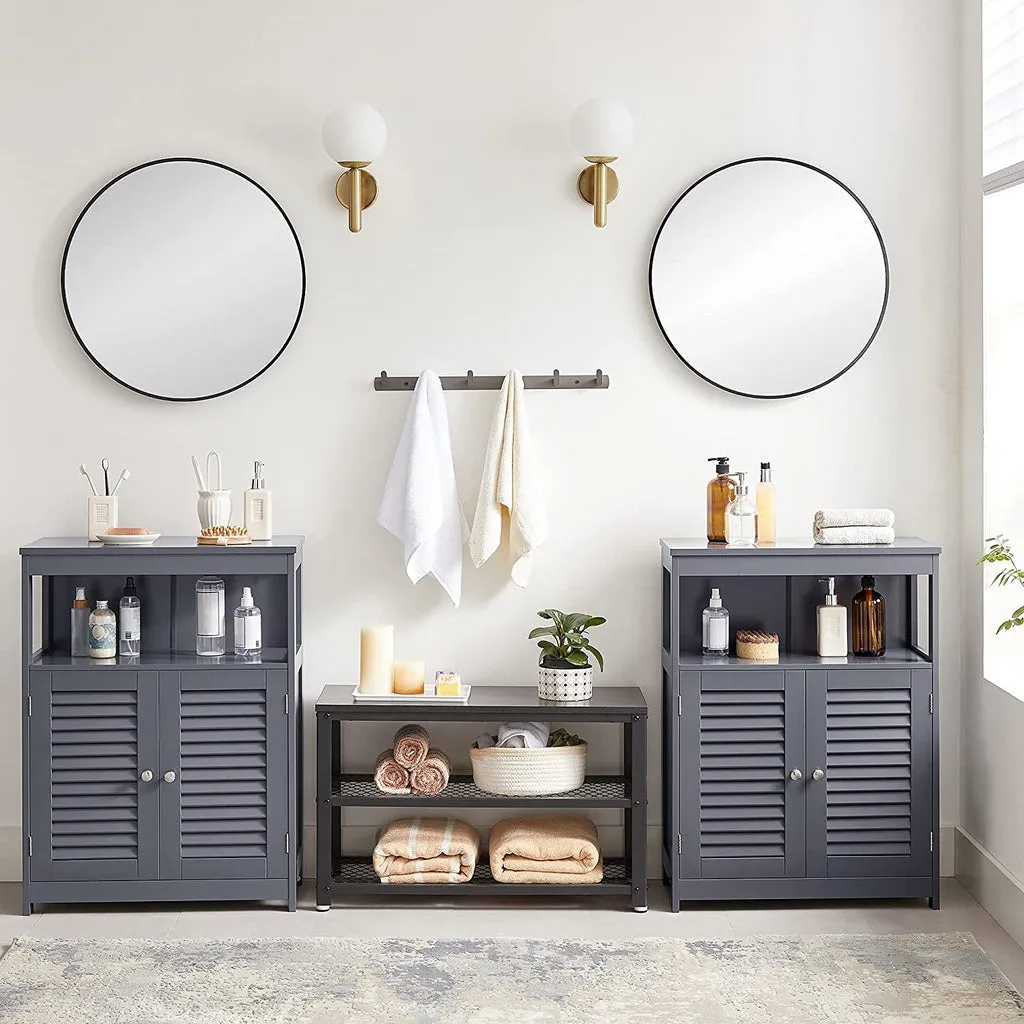 Gray MDF Floor Cabinet with Shelf and 2 Doors - Vasagle