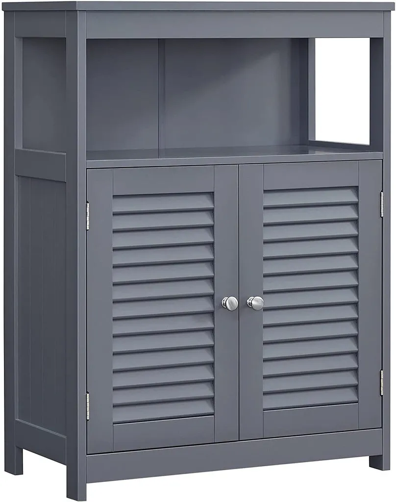 Gray MDF Floor Cabinet with Shelf and 2 Doors - Vasagle