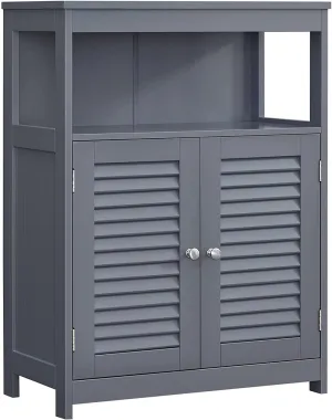 Gray MDF Floor Cabinet with Shelf and 2 Doors - Vasagle