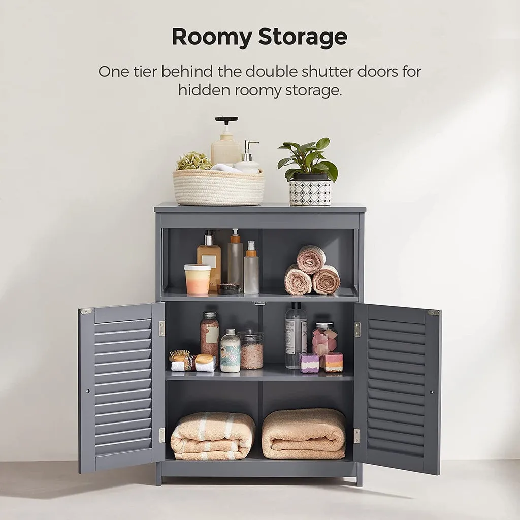 Gray MDF Floor Cabinet with Shelf and 2 Doors - Vasagle