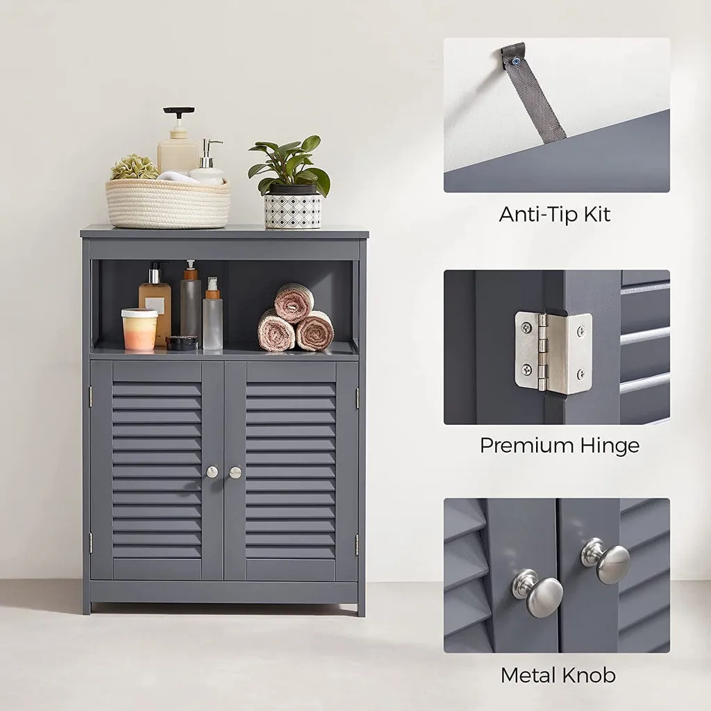 Gray MDF Floor Cabinet with Shelf and 2 Doors - Vasagle