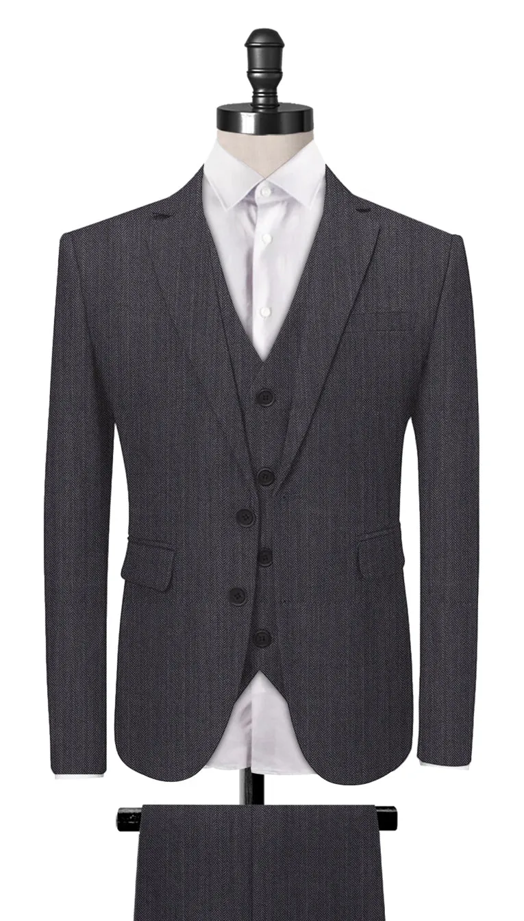 Grey Herringbone 3-Piece Suit
