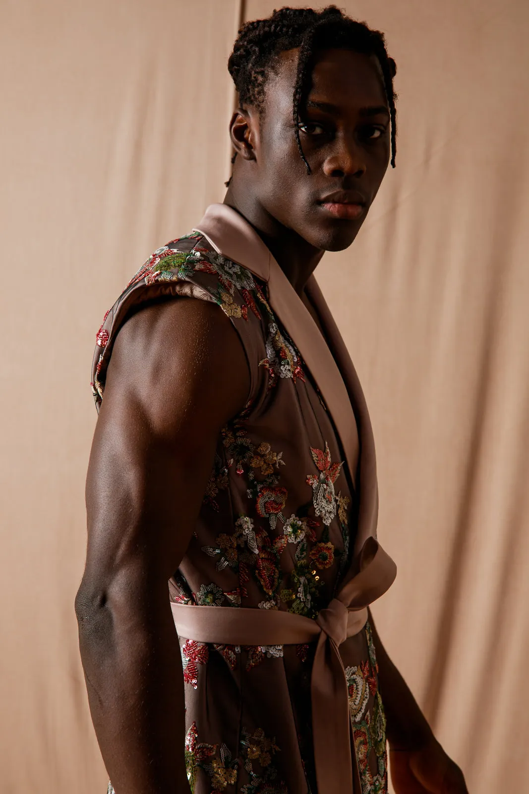 Guido Embroidered Vest Dusty Pink