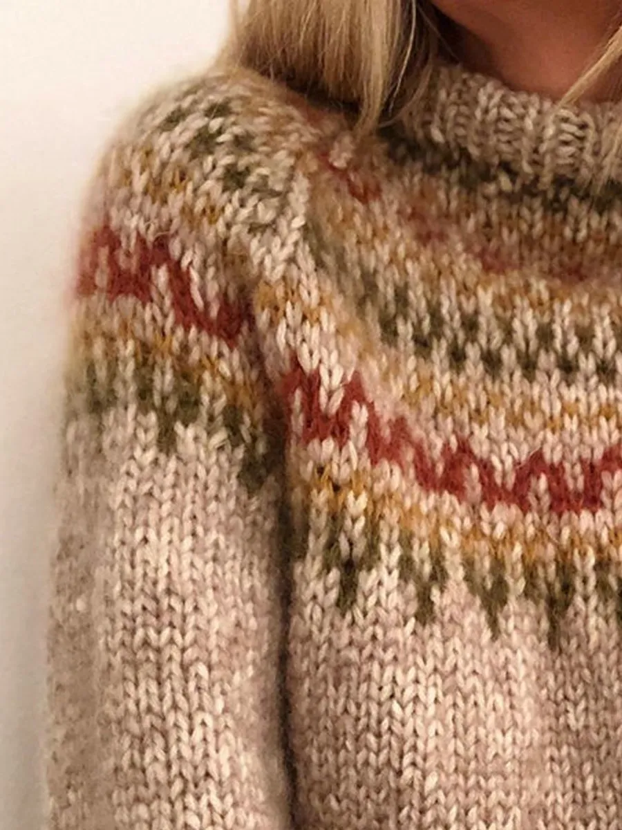 Half Turtleneck Jacquard Sweater