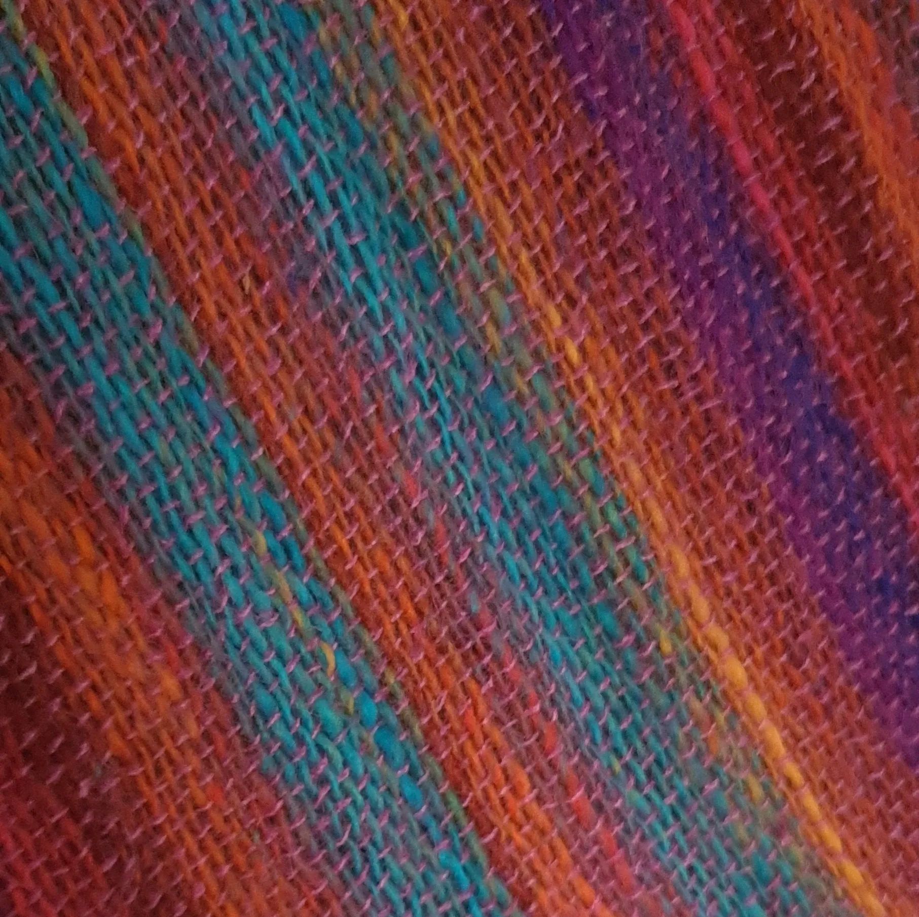 Hand Woven Striped Scarf in Wool, Mohair and Silk