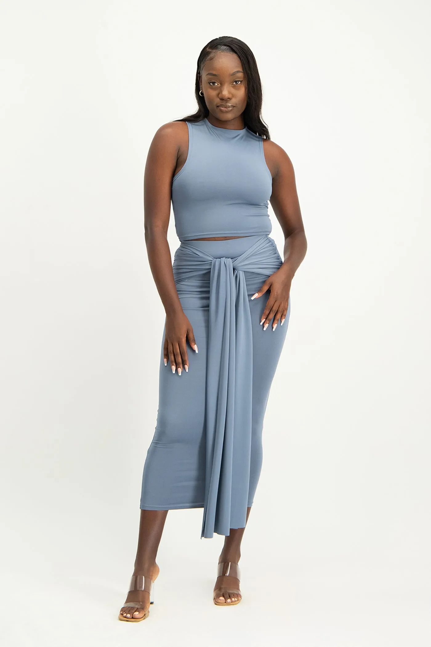 Hazel High Neck Crop Top - Flintstone