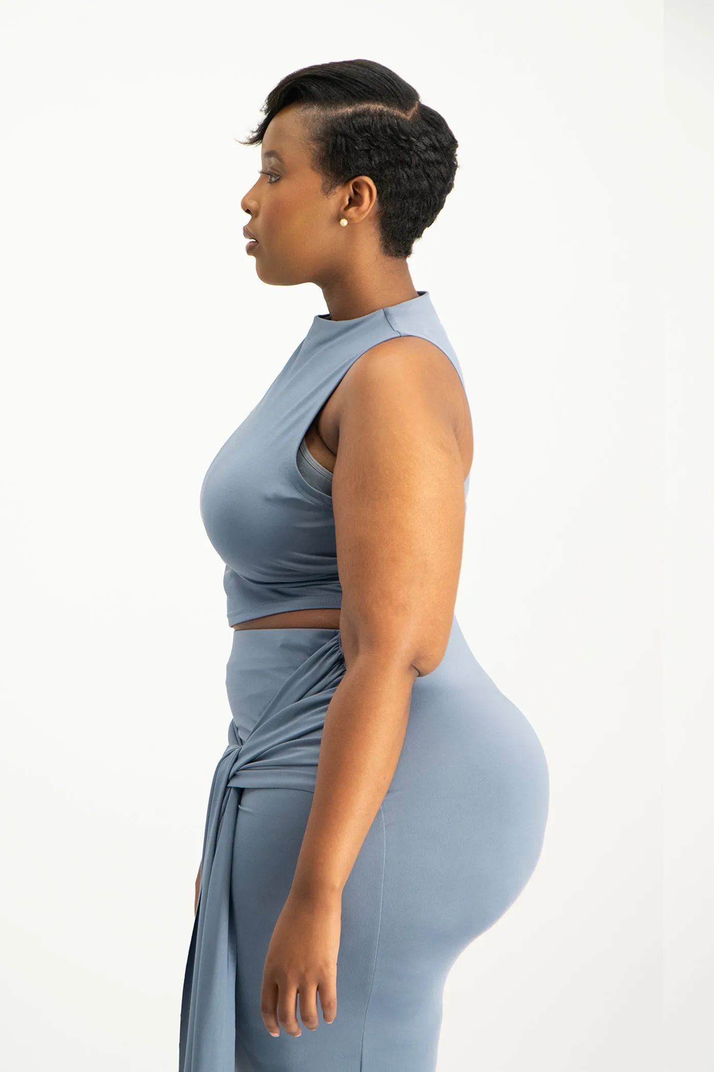 Hazel High Neck Crop Top - Flintstone
