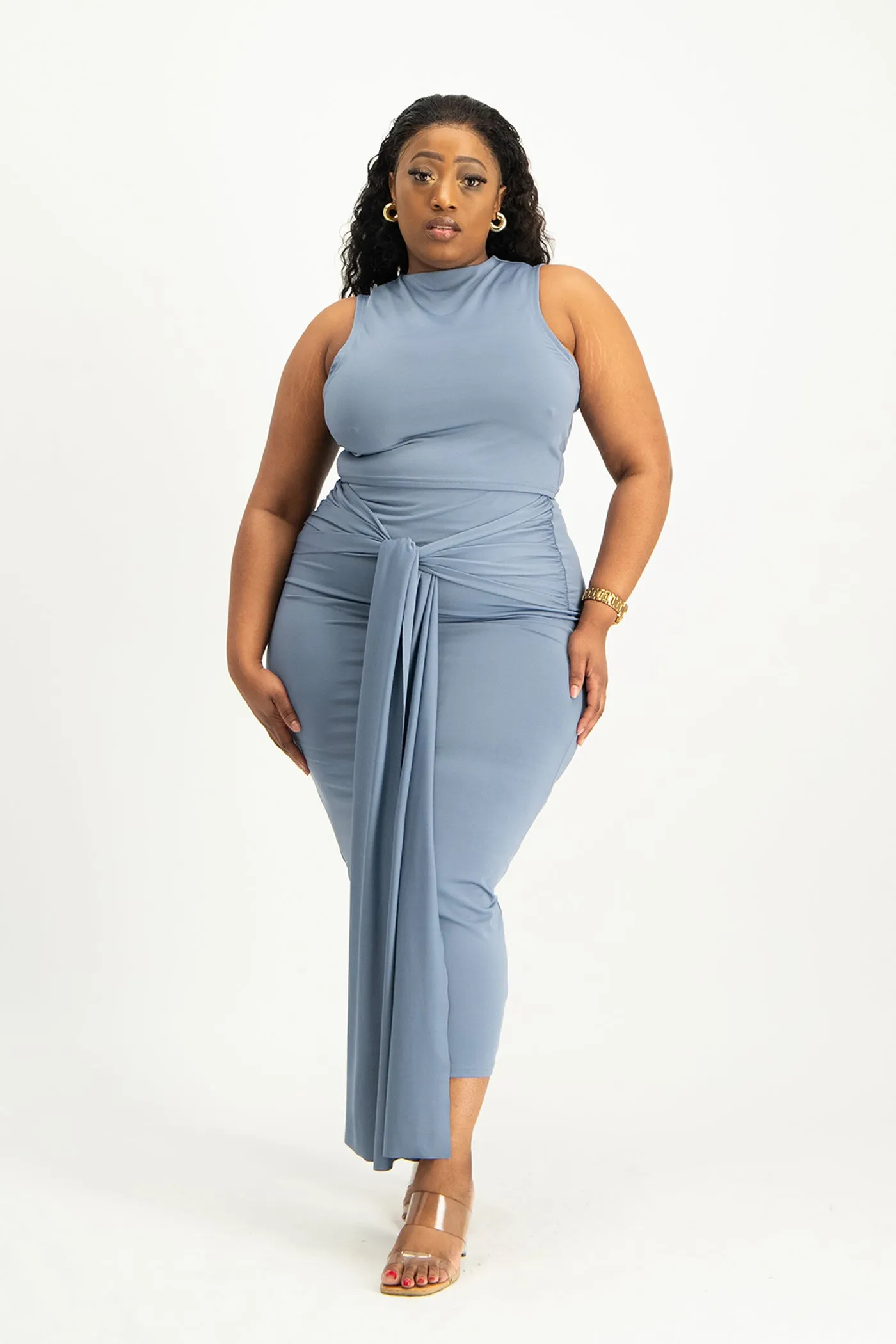 Hazel High Neck Crop Top - Flintstone