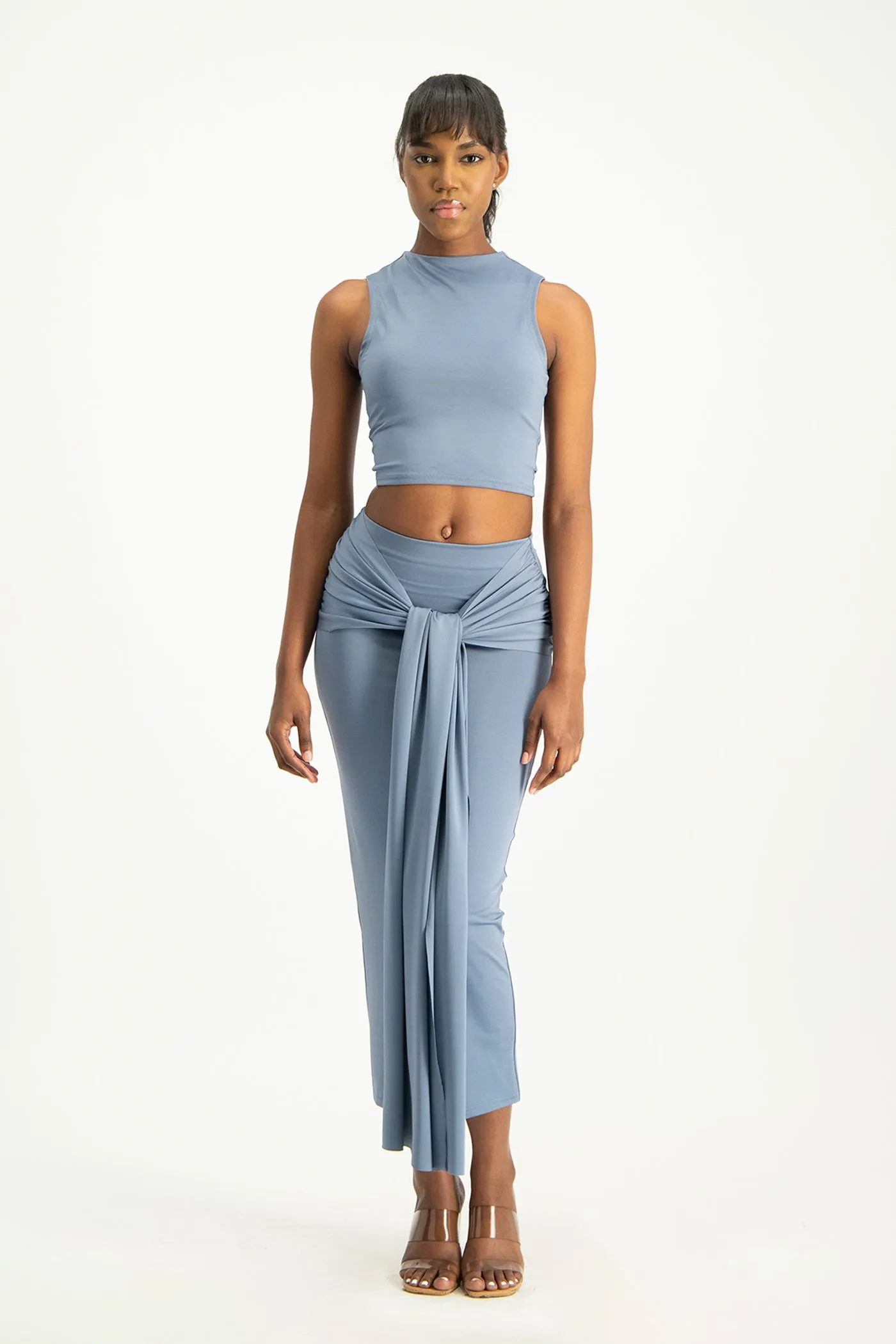 Hazel High Neck Crop Top - Flintstone