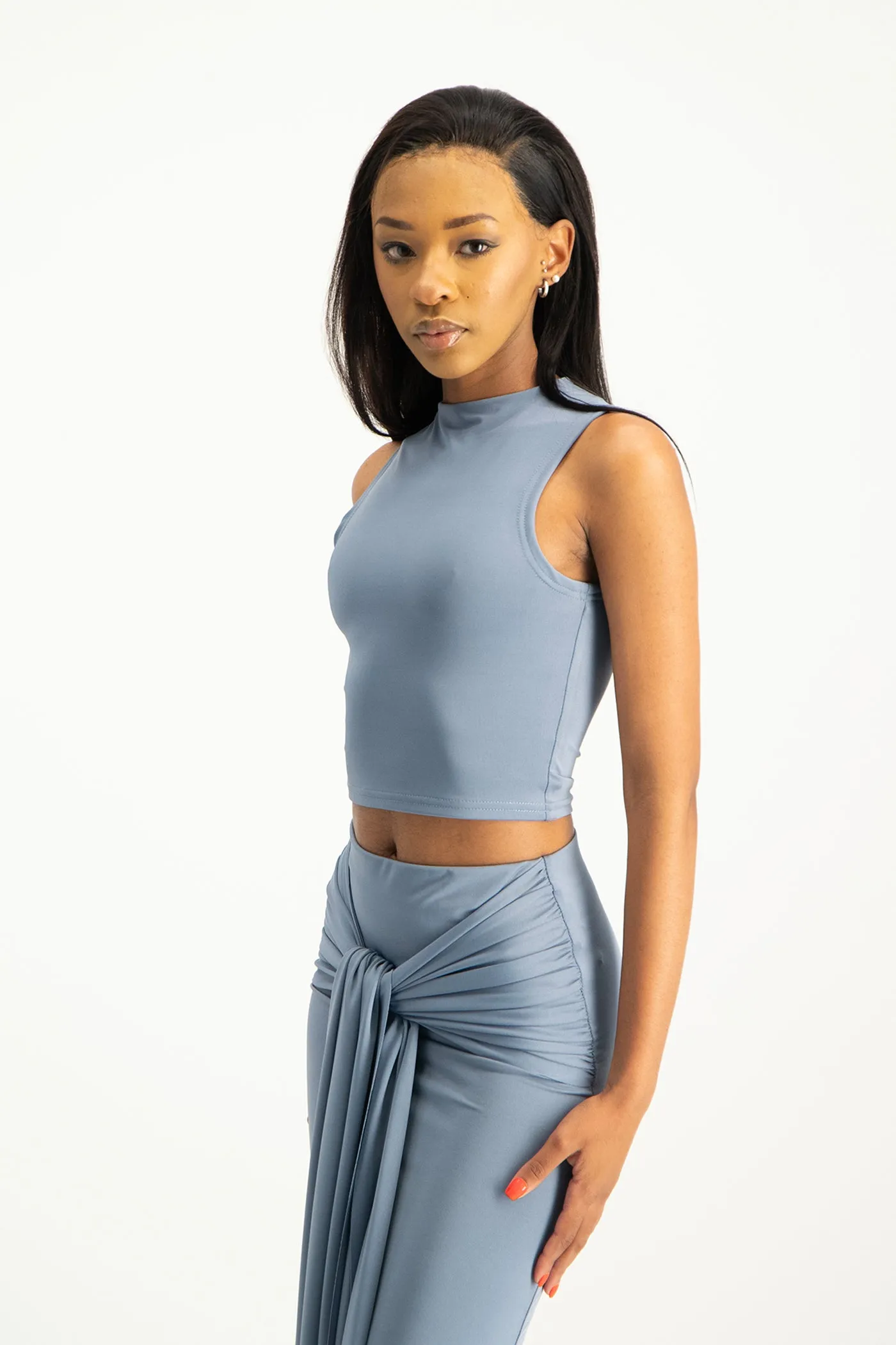 Hazel High Neck Crop Top - Flintstone