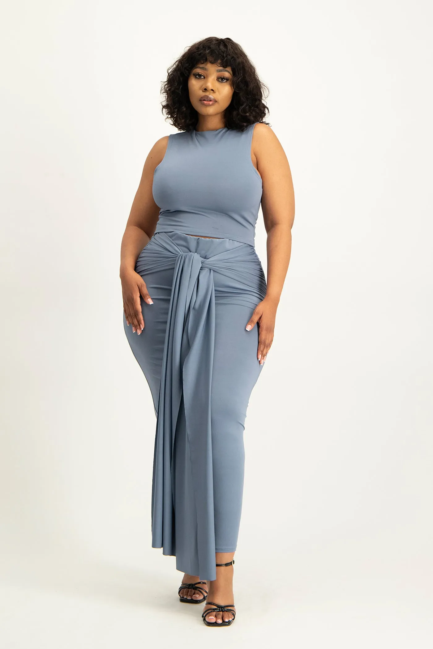 Hazel High Neck Crop Top - Flintstone