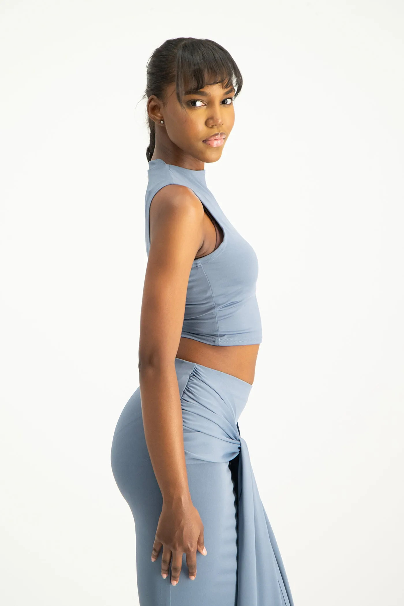 Hazel High Neck Crop Top - Flintstone