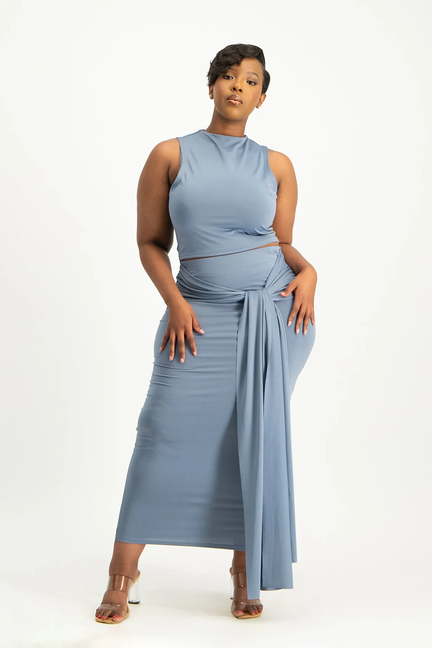 Hazel High Neck Crop Top - Flintstone
