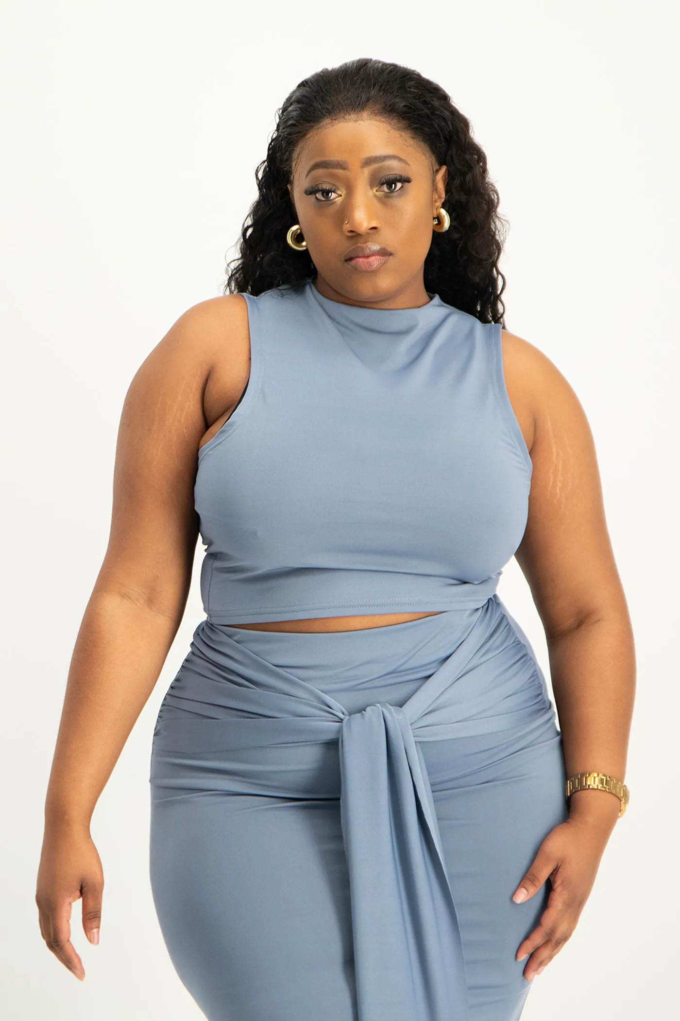 Hazel High Neck Crop Top - Flintstone