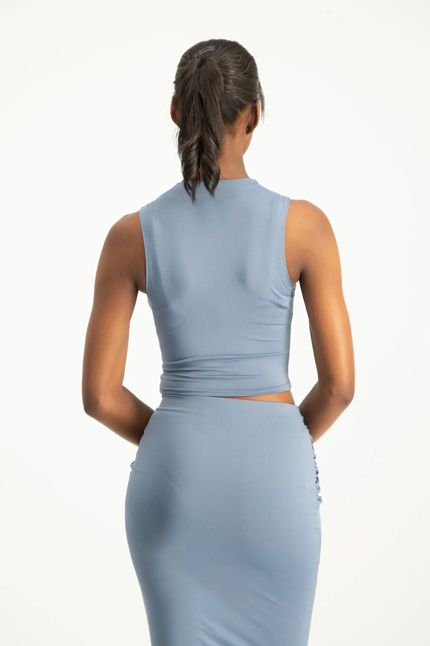 Hazel High Neck Crop Top - Flintstone