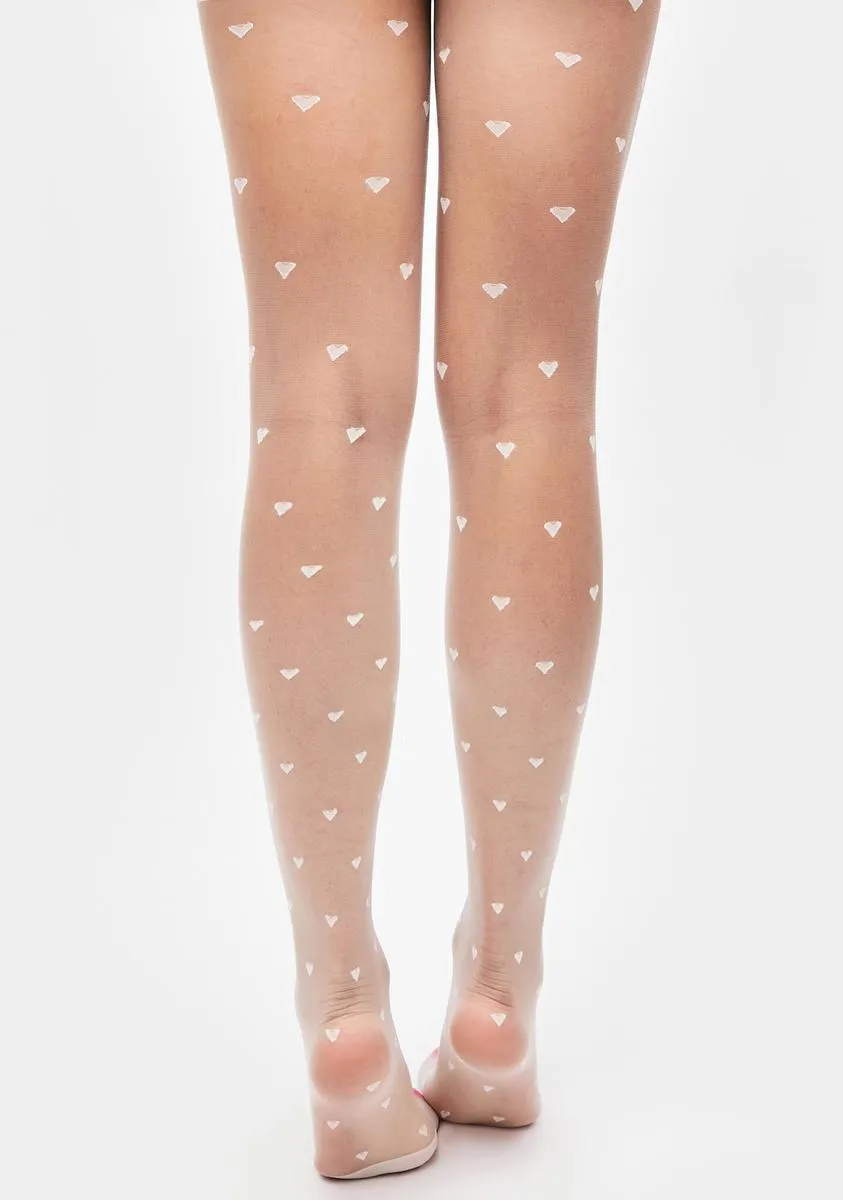 Heart Printed Sheer Tights
