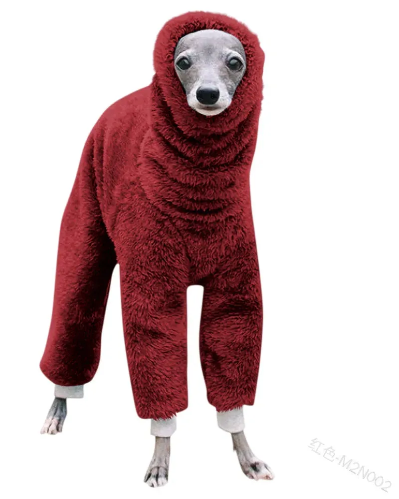 High Collar Four-Legged Dog Workwear Pants - Stylish Winter Sleepwear for Big Dogs - High Collar Pet Dog Clothes Stretching Four Legs Workwear Pants Big Dog Winter Sleepwear Jumpsuit Warm Whitbit Italian Greyhound