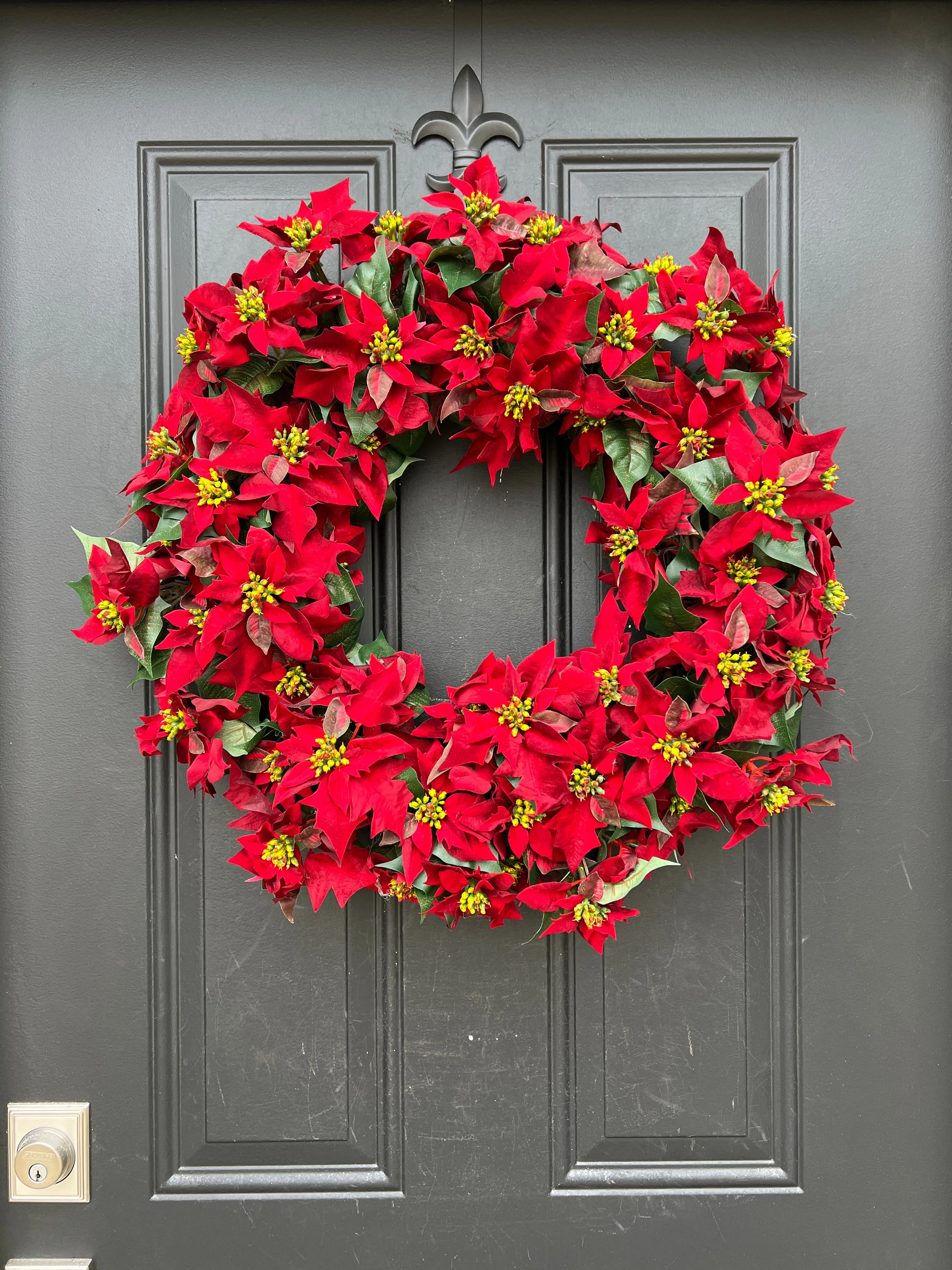 Holiday Red Poinsettia Wreath