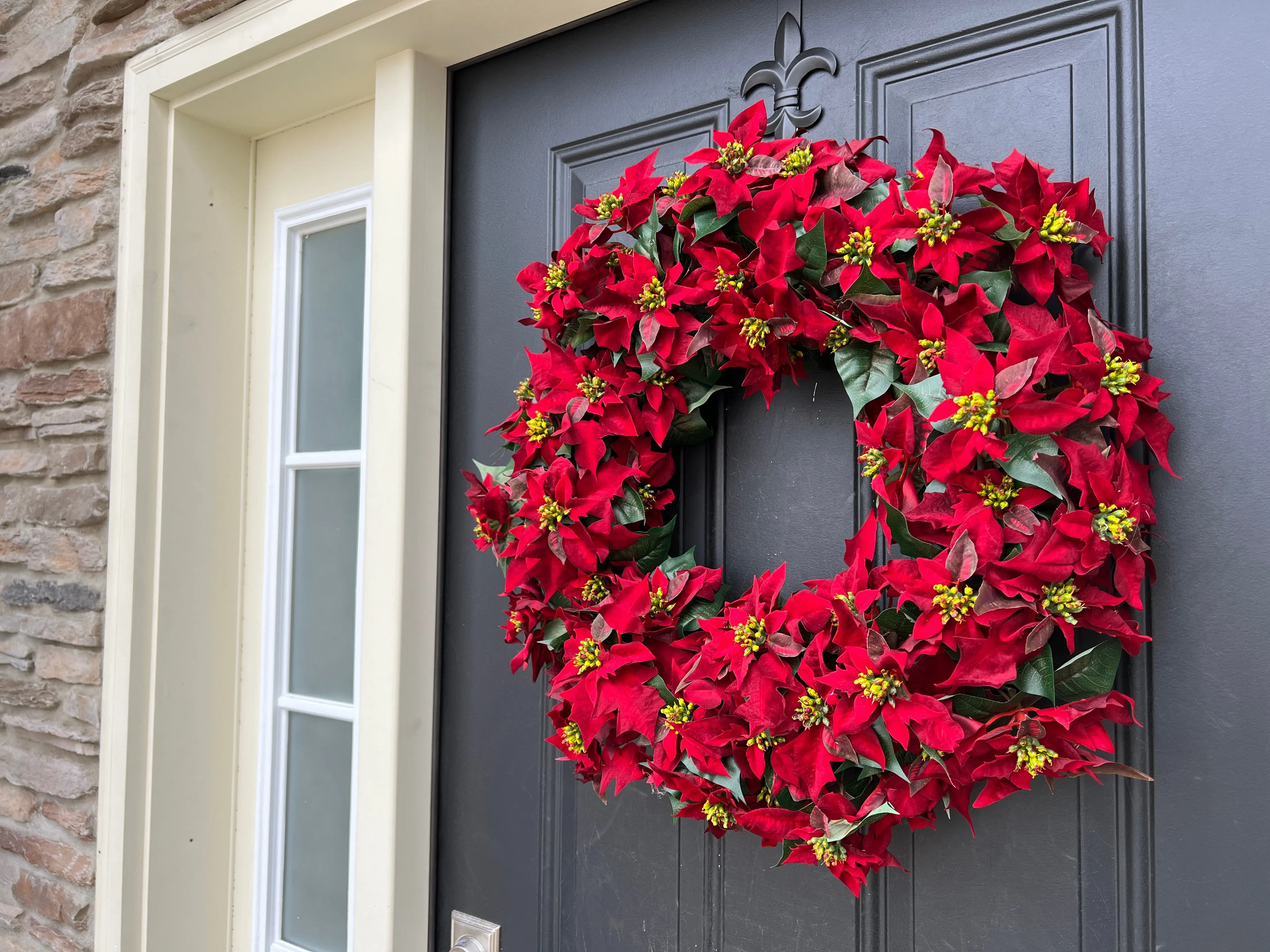 Holiday Red Poinsettia Wreath