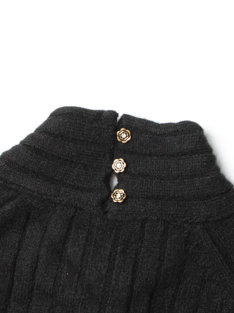 Hollow Out Knitting Half Collar Top