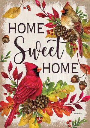 Home Sweet Cardinals - 12" x 18" Garden Flag