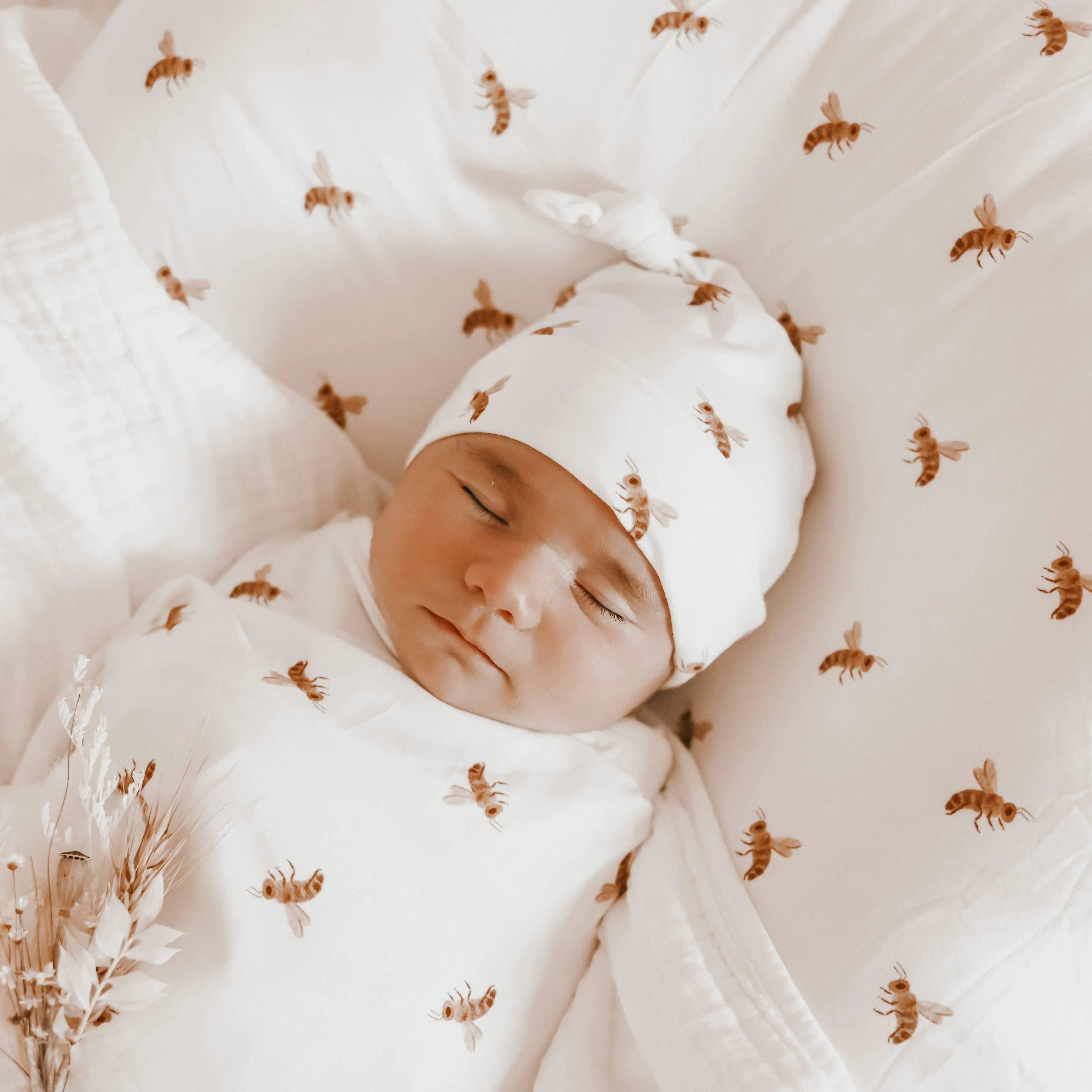 Honey Bee Bamboo Knotted Beanie