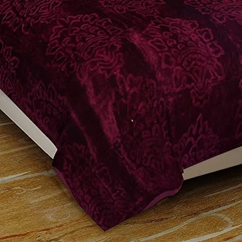 Infinity Club Soft Blanket Double Bed Mink Blanket for Heavy Winter Blanket AC Double Bed Super Soft Light Winter Blanket Travel Mink Blanket King, Lightweight (Wine, Single)